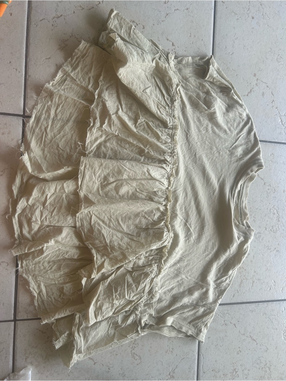 BDG Cream Ruffled Circle Skater Top